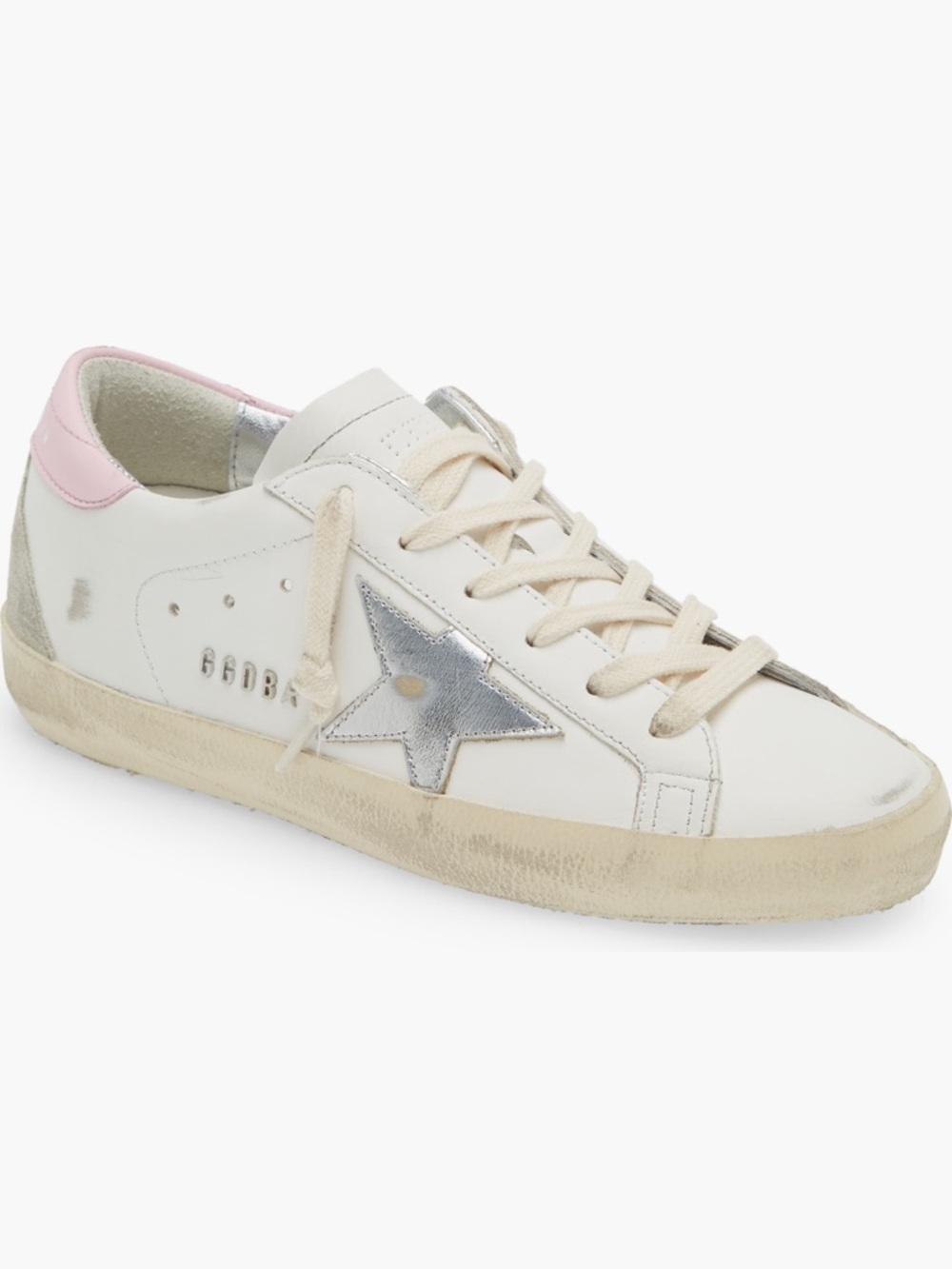 Golden Goose Super-Star Low Top Sneaker White / Silver Pink 8 US / 38 EU EUC